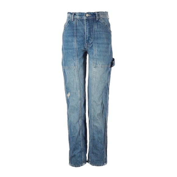 Reformation Kealy Carpenter Jeans 24 Blue High Rise Relaxed Fit TENCEL Workwear - Picture 1 of 8